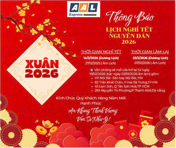Thông báo nghỉ tết âm lịch năm 2026